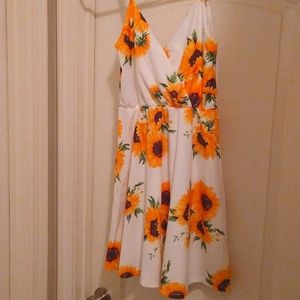 Sunflower spaghetti strap mini dress